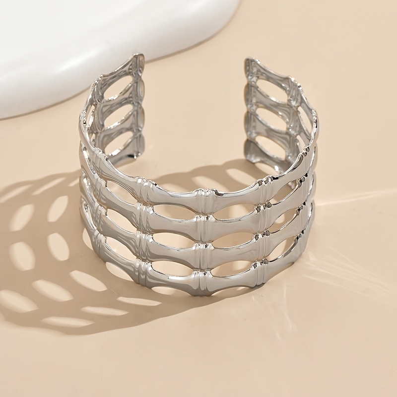 Exaggerated Openwork Statement Bangle for Women